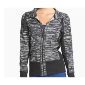 Zella Marled Space Dyed Zip-Up‎ Hoodie Black White Womens plus SZ 2X Activewear